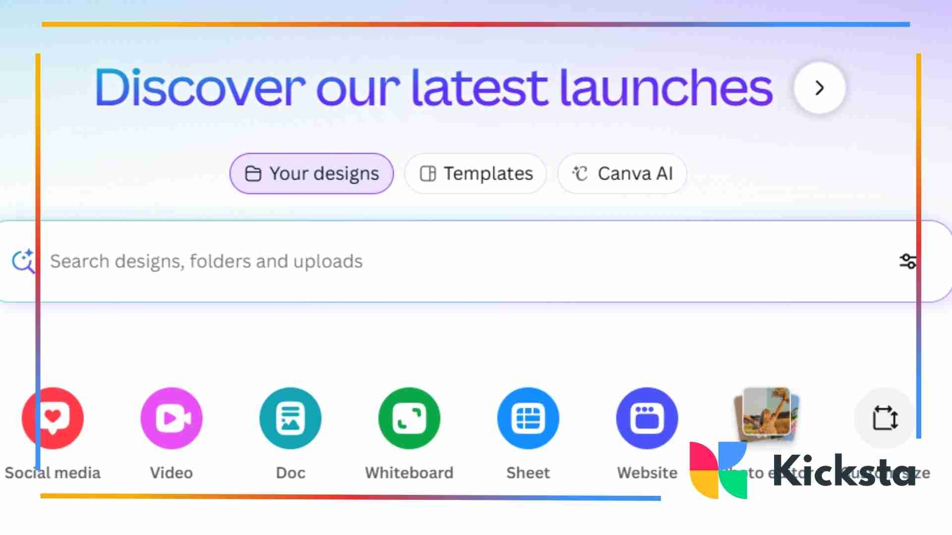 Landing page of Canva