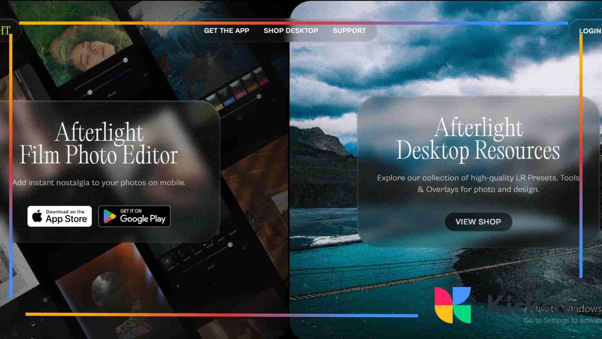 Landing page of Afterlight