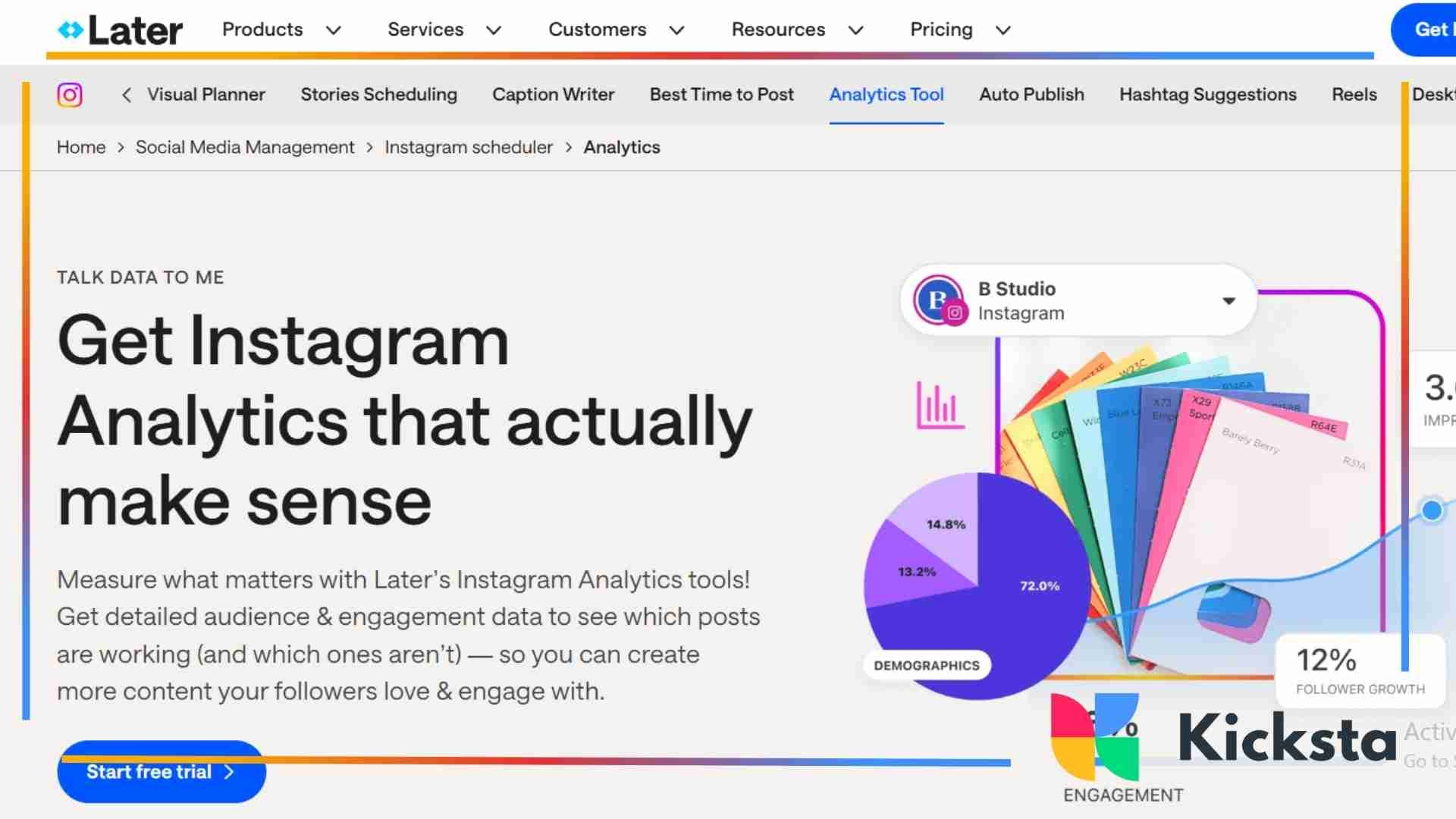 Landing page of Later