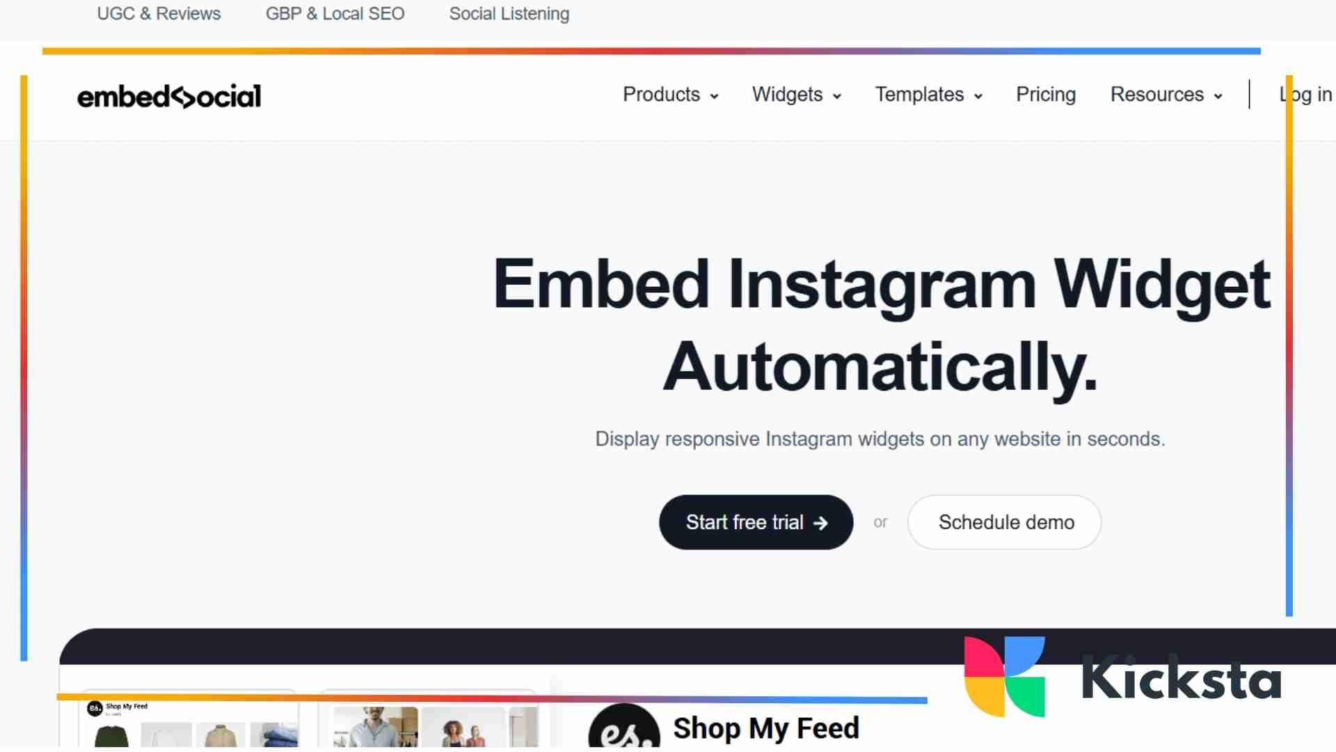 Landing page of EmbedSocial