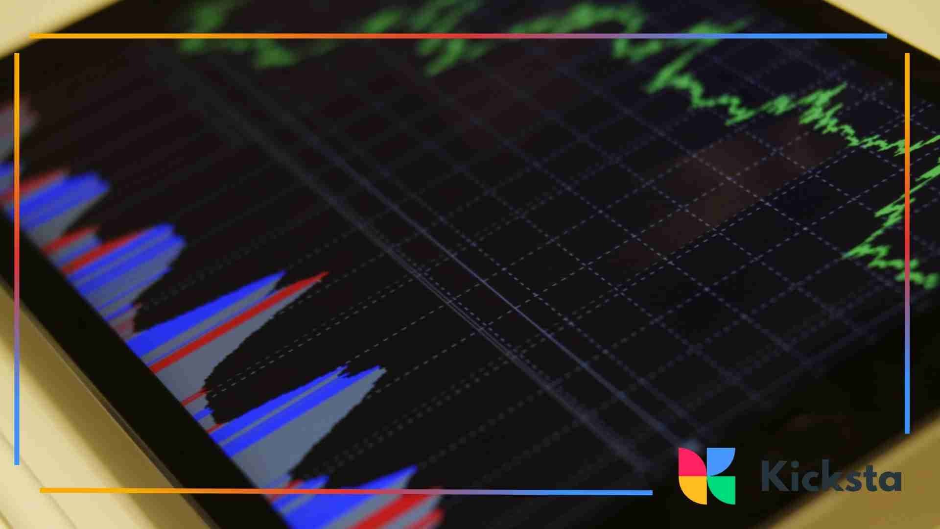 A close-up view of a digital screen displaying colorful bar charts and line graphs representing data analytics and performance metrics.