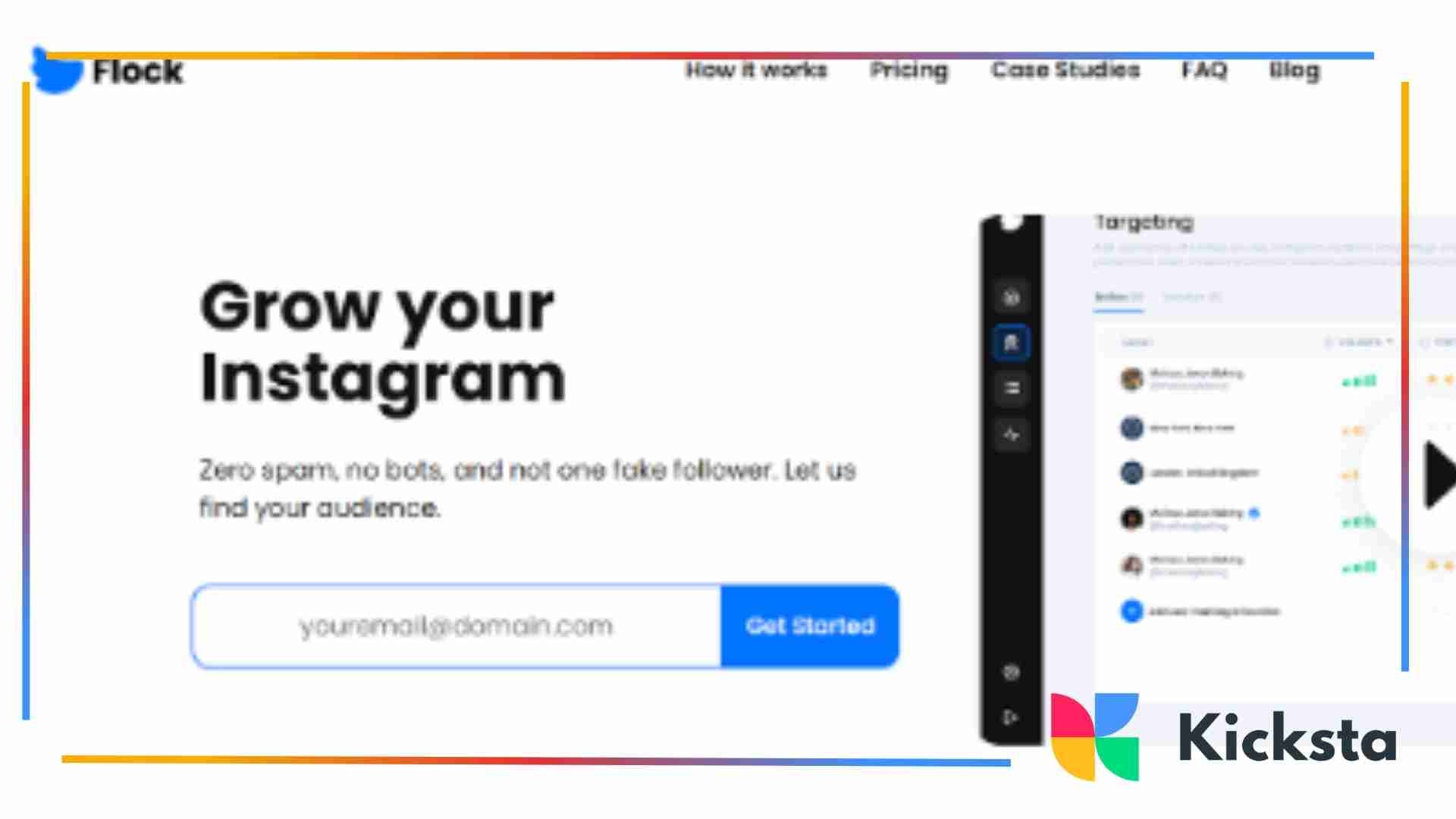 Landing page of FlockSocial