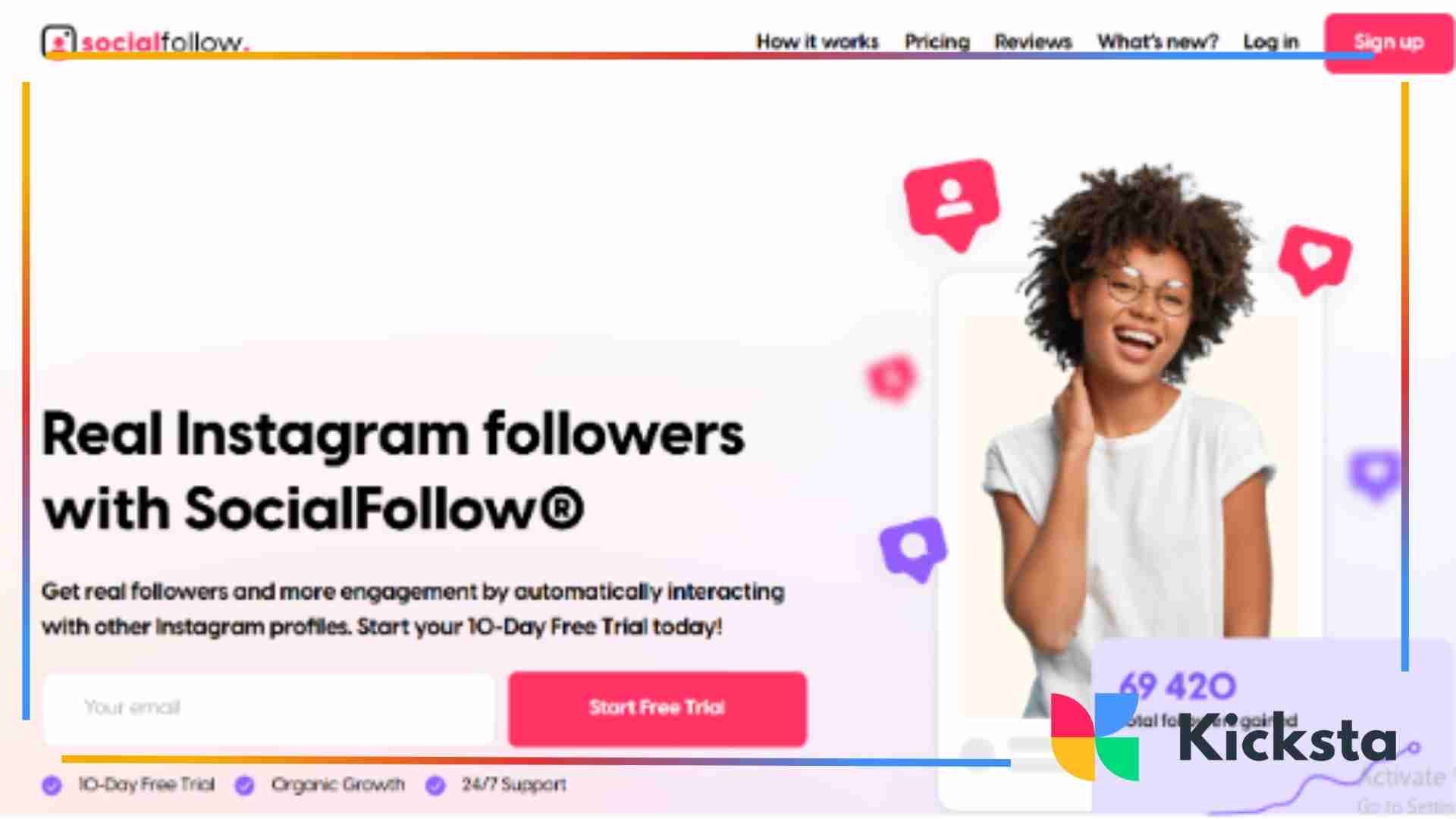 Landing page of SocialFollow