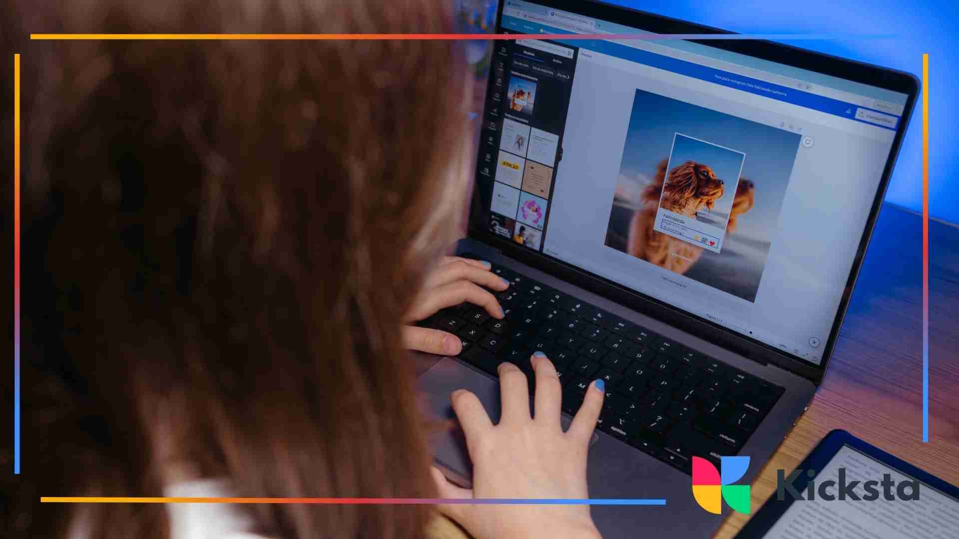 Person editing a social media post on a laptop