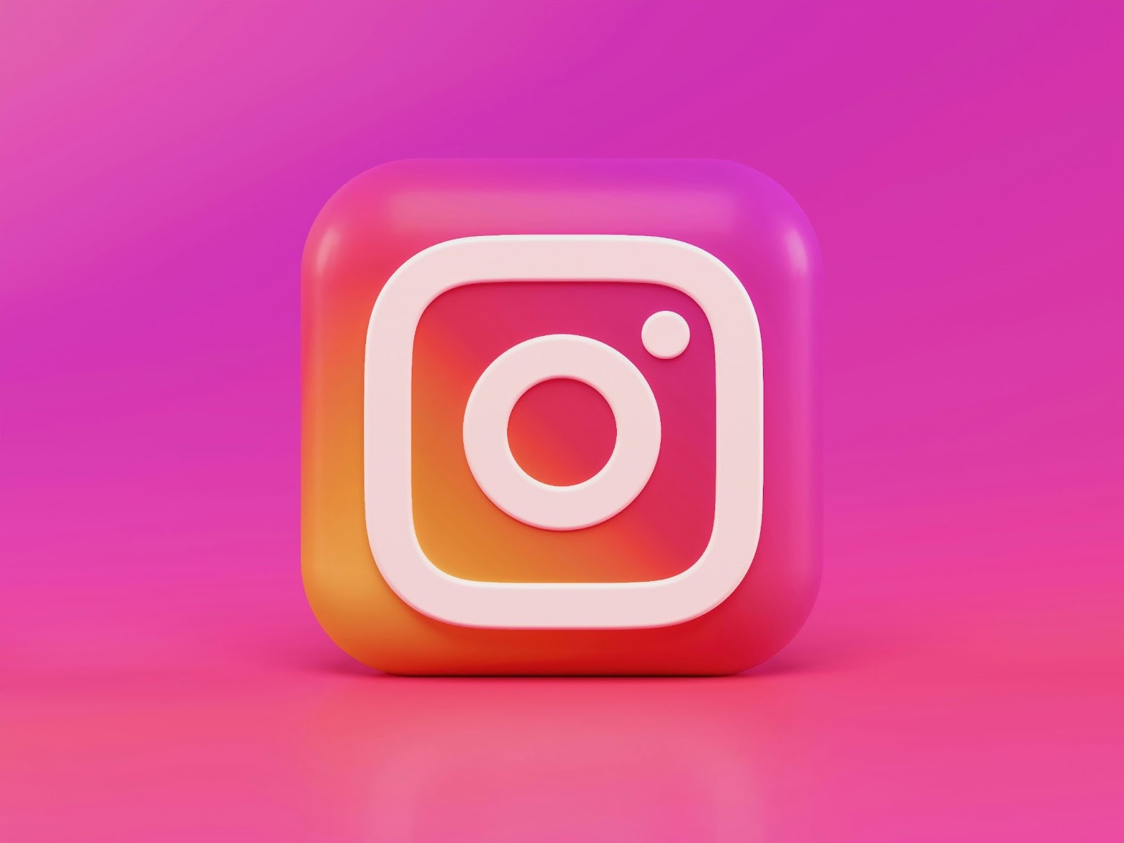 Instagram logo 3d version on pink background