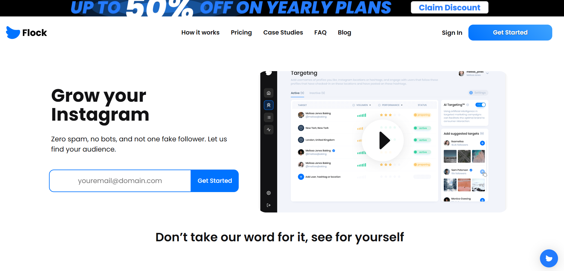 Screenshot of flocksocial homepage