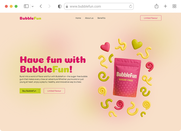 Screenshot of a landing page website