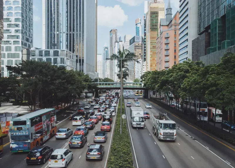 Aufnahme einer Straßenszene in Hong Kong