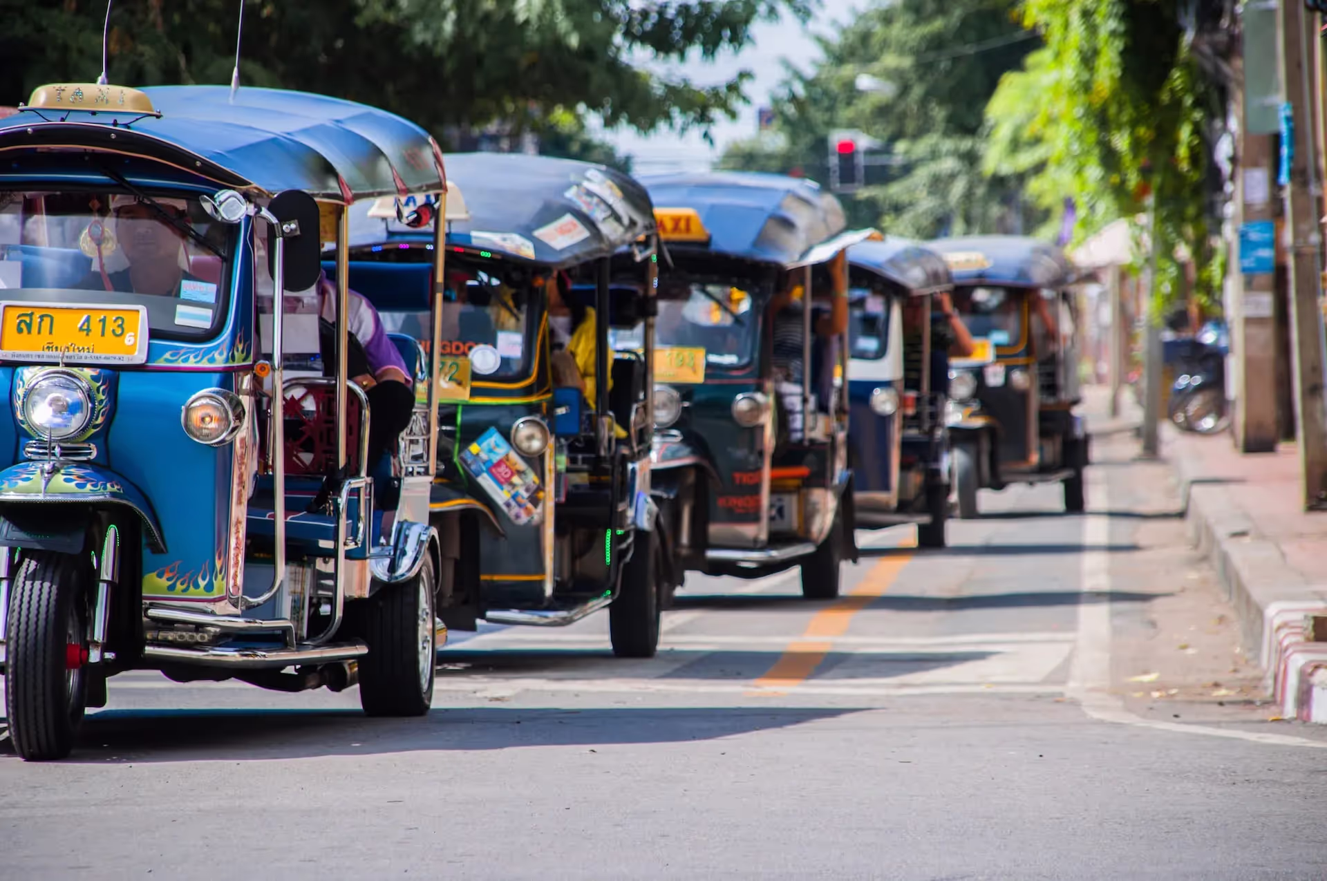 Tuk Tuks in Chiang-May in Thailand 