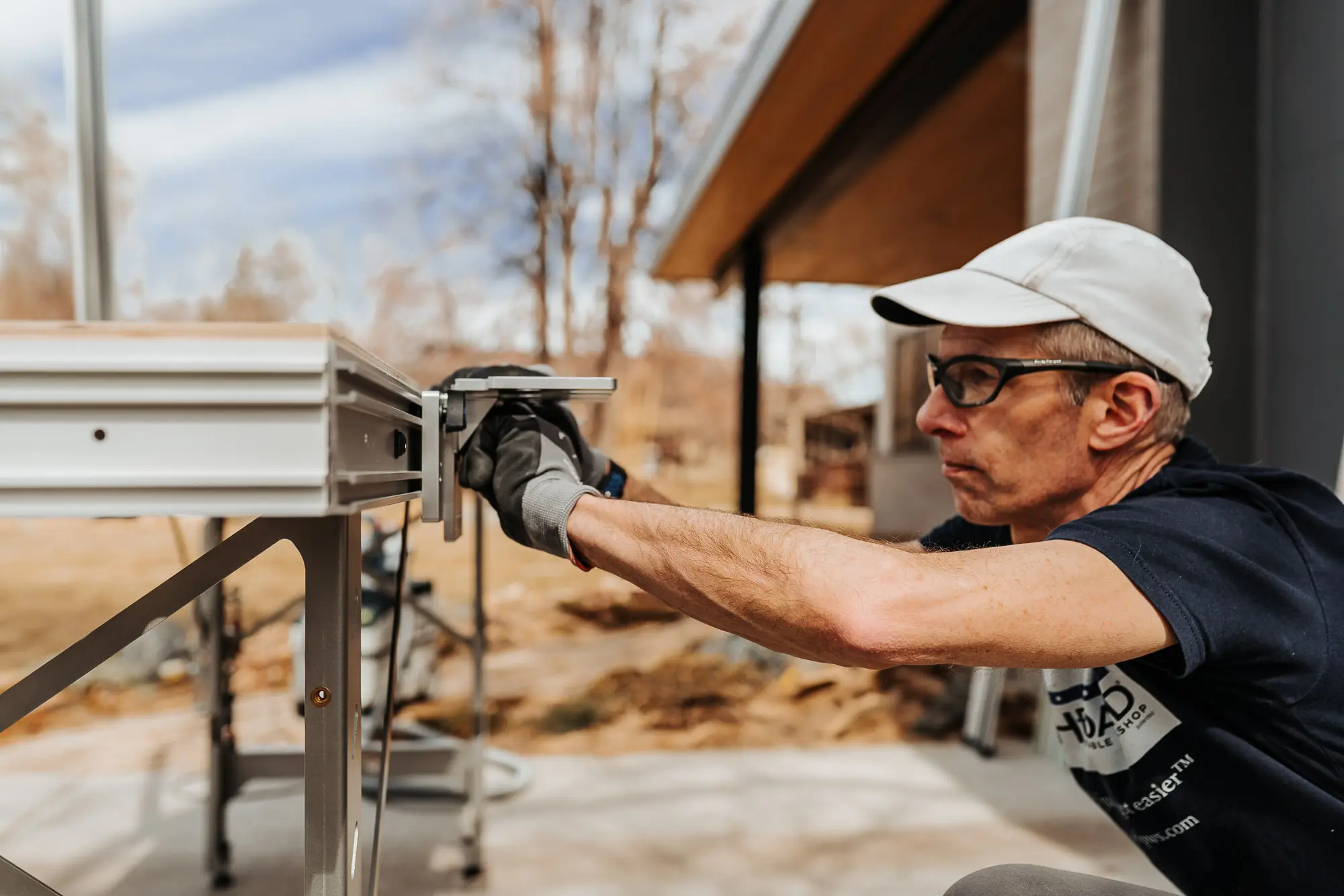 Rob adjusting a bench