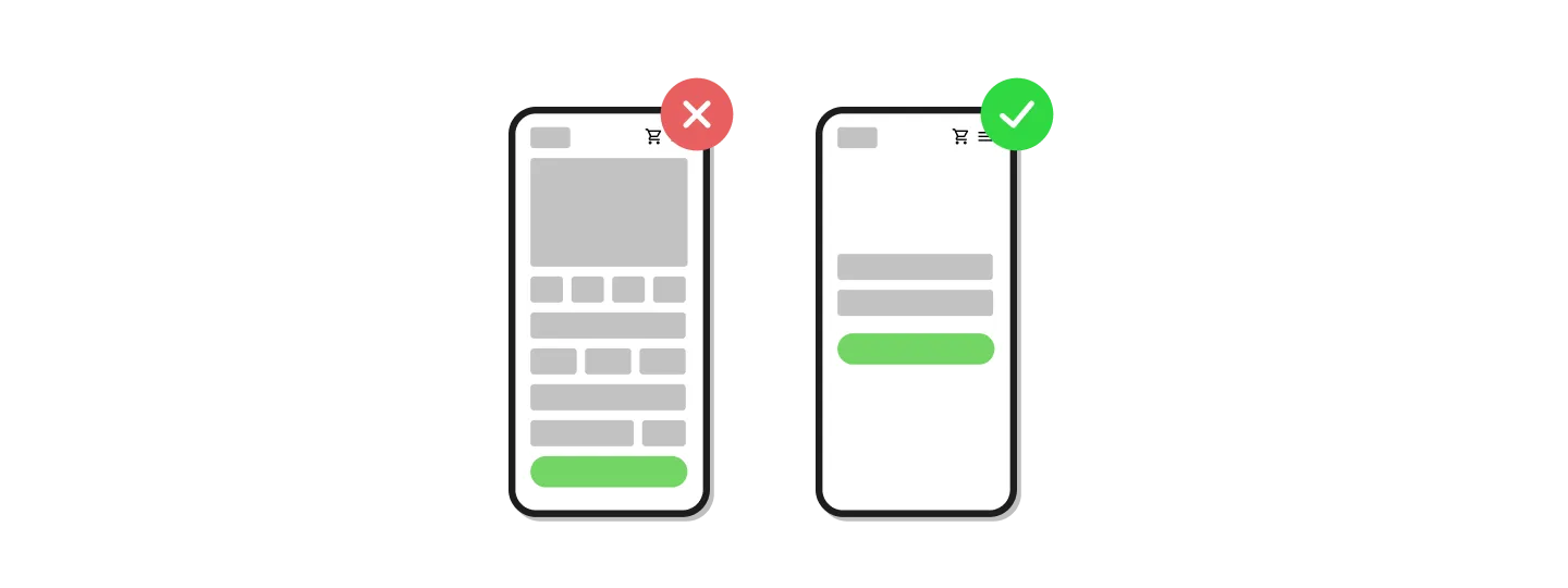 Zwei schematische Mobilgeräte, mit denen eine Mindestkomplexität dargestellt wird