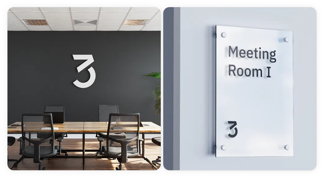 Anwendungsbeispiele des neuen Corporate Designs im Cap3 Büro.