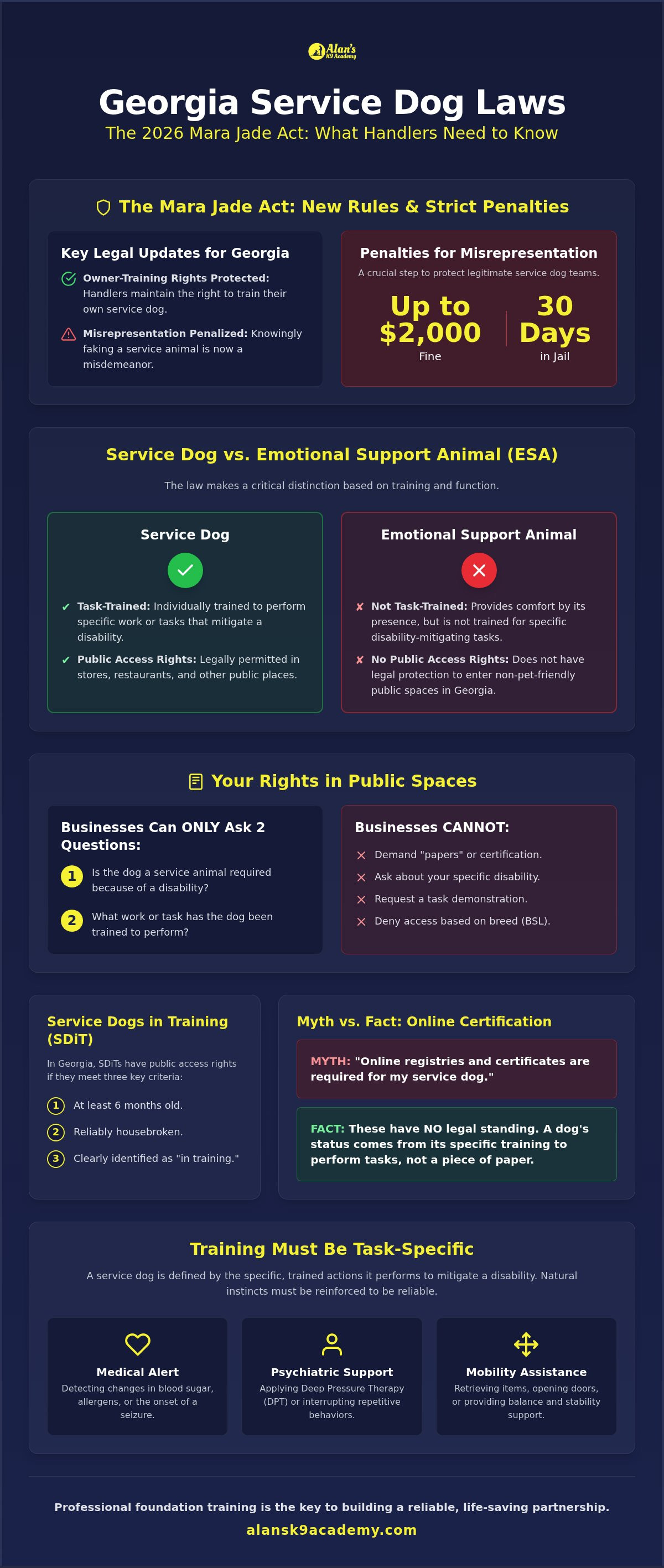 Service dog training requirements Georgia
