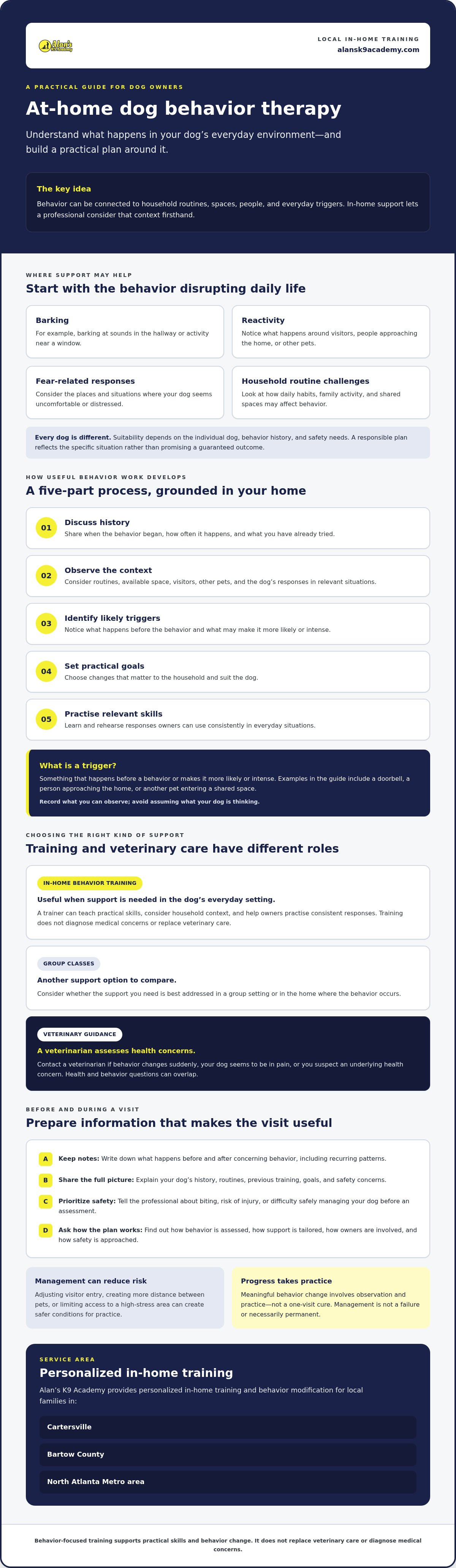 At-home dog behavior therapy