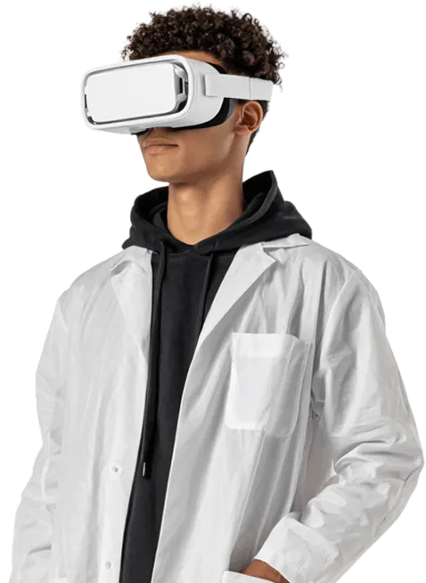 Man wearing VR goggles