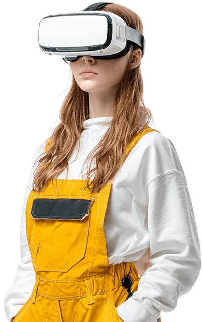 Girl wearing VR goggles