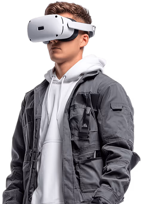 Man wearing VR goggles