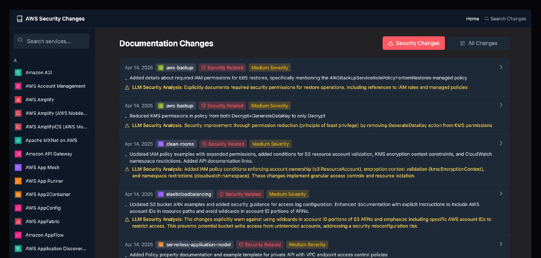 AWS security-related documentation board