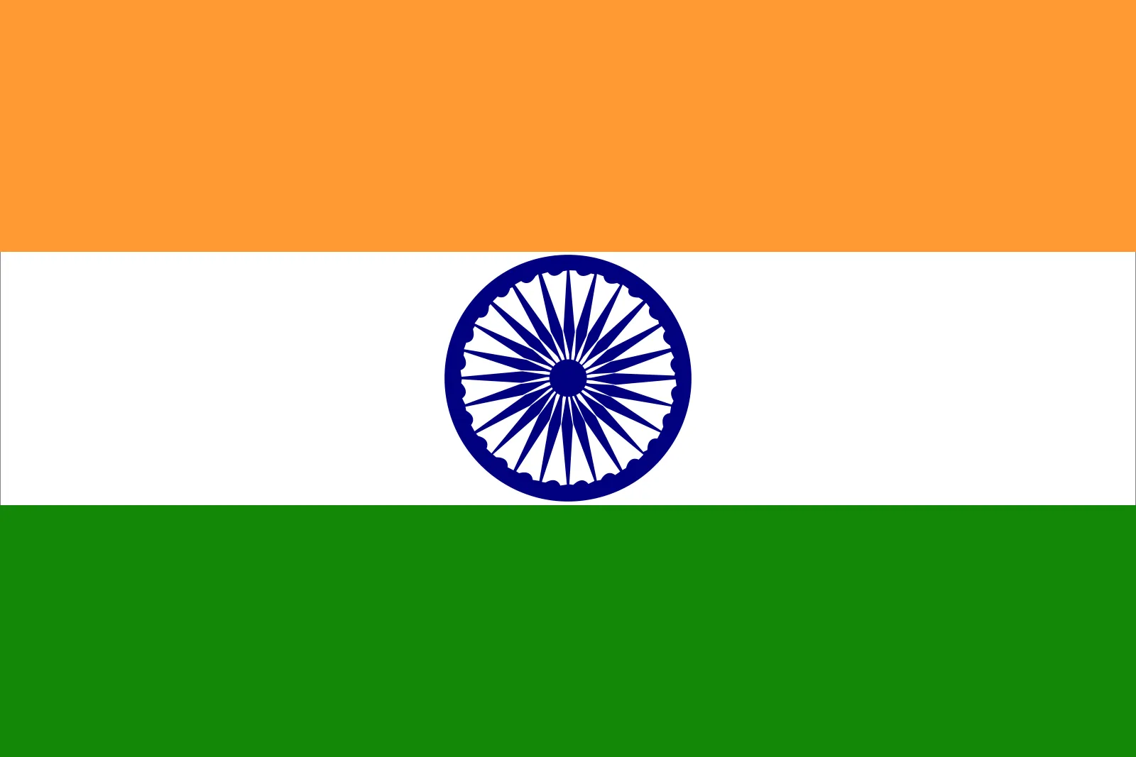 Indian national flag with saffron, white, and green horizontal stripes