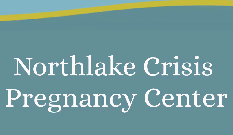Northlake Crisis Pregnancy Center logo on teal and yellow background