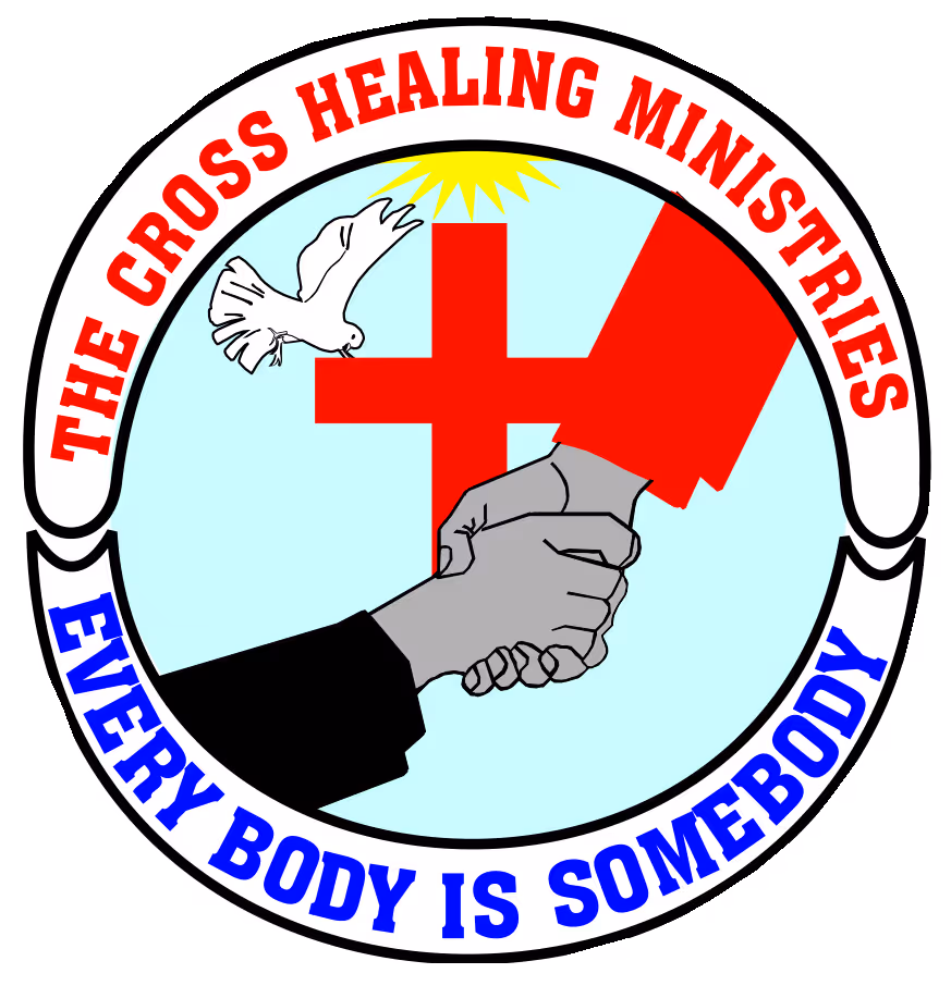 Cross Healing Ministries logo with dove, cross, and clasped hands