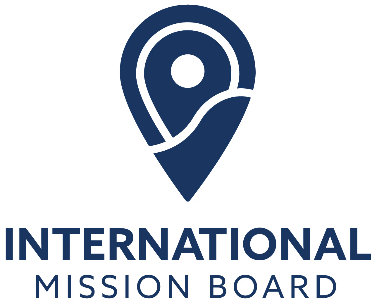 International Mission Board logo with stylized location pin in navy blue