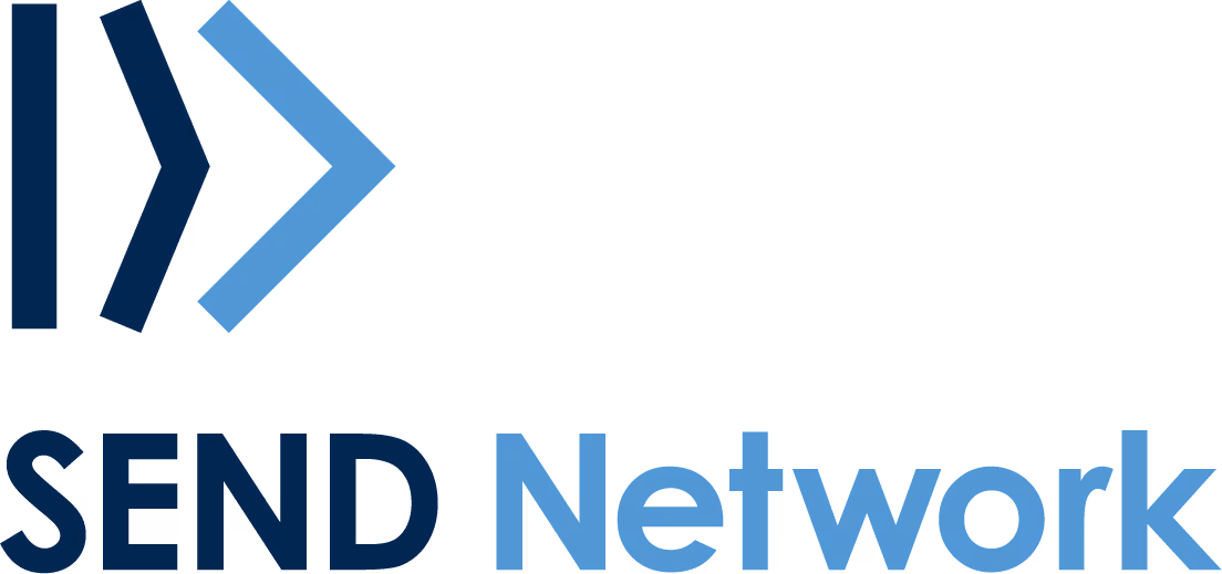 Send Network logo with stylized blue and navy chevron design