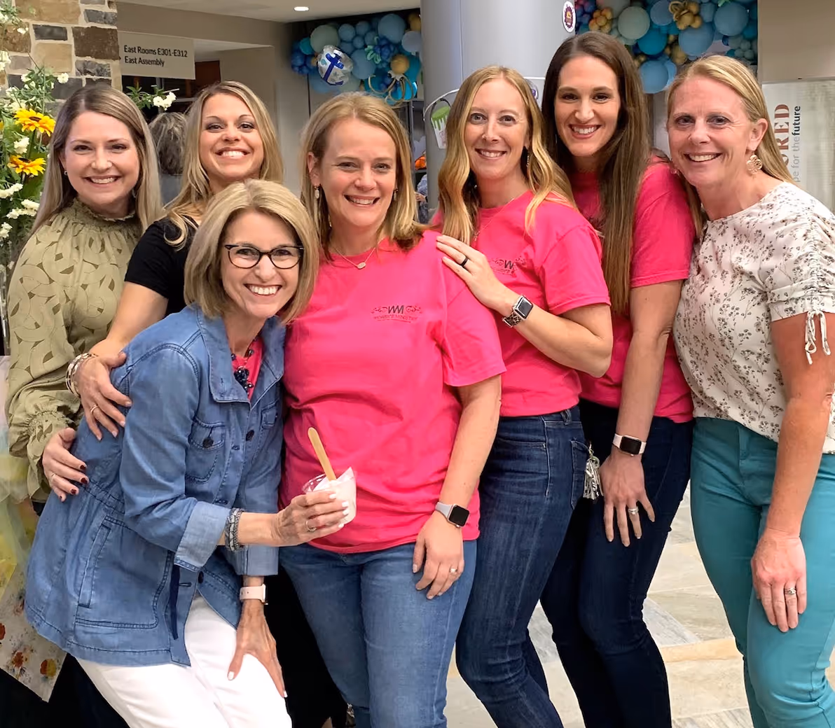 First Baptist Church in Covington women's ministry team posing together