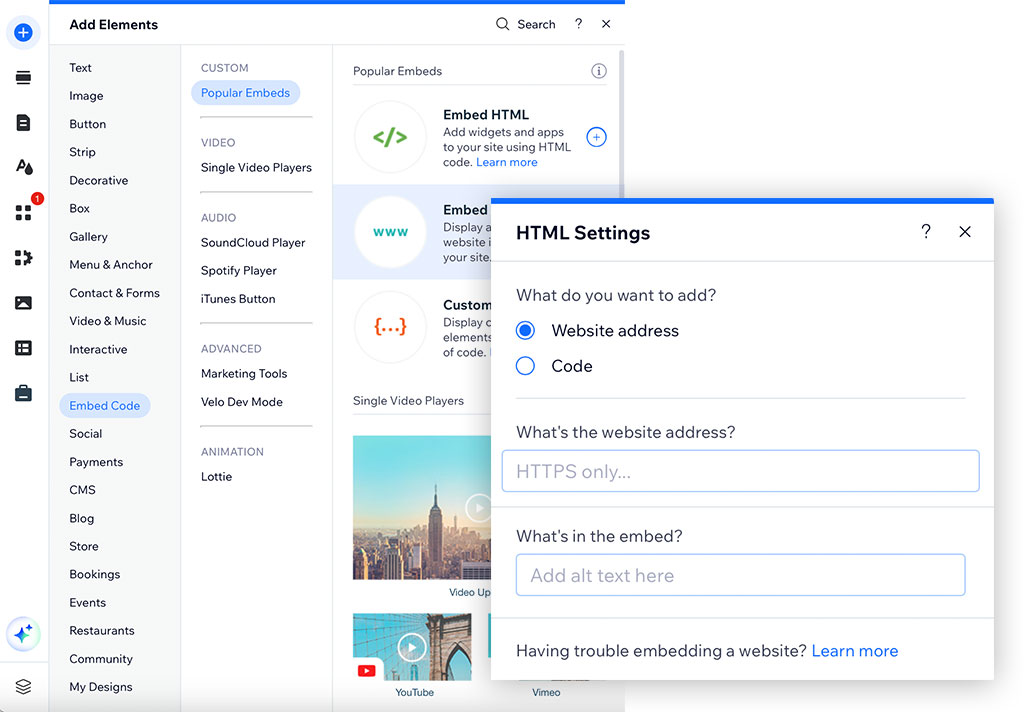 How to: Embed within Wix