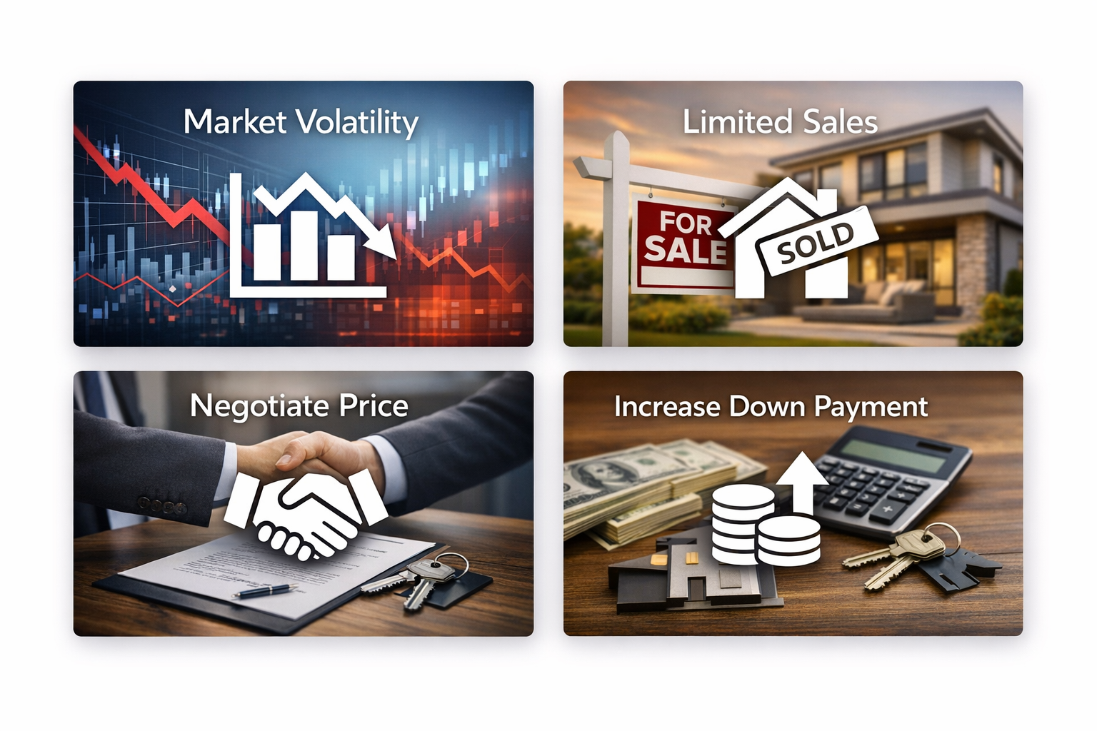 Infographic on common DSCR loan appraisal challenges and low appraisal solutions for investors.