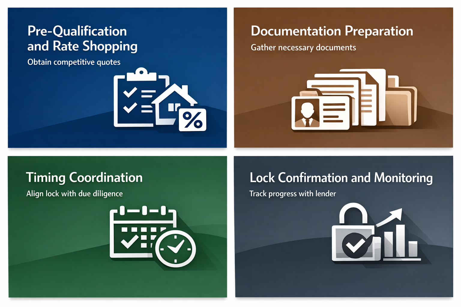 Step-by-step guide for rate lock implementation with key actions and considerations for real estate investors.
