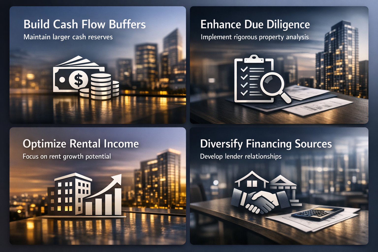 Essential steps for success in high rate environments include building cash flow buffers and enhancing due diligence.