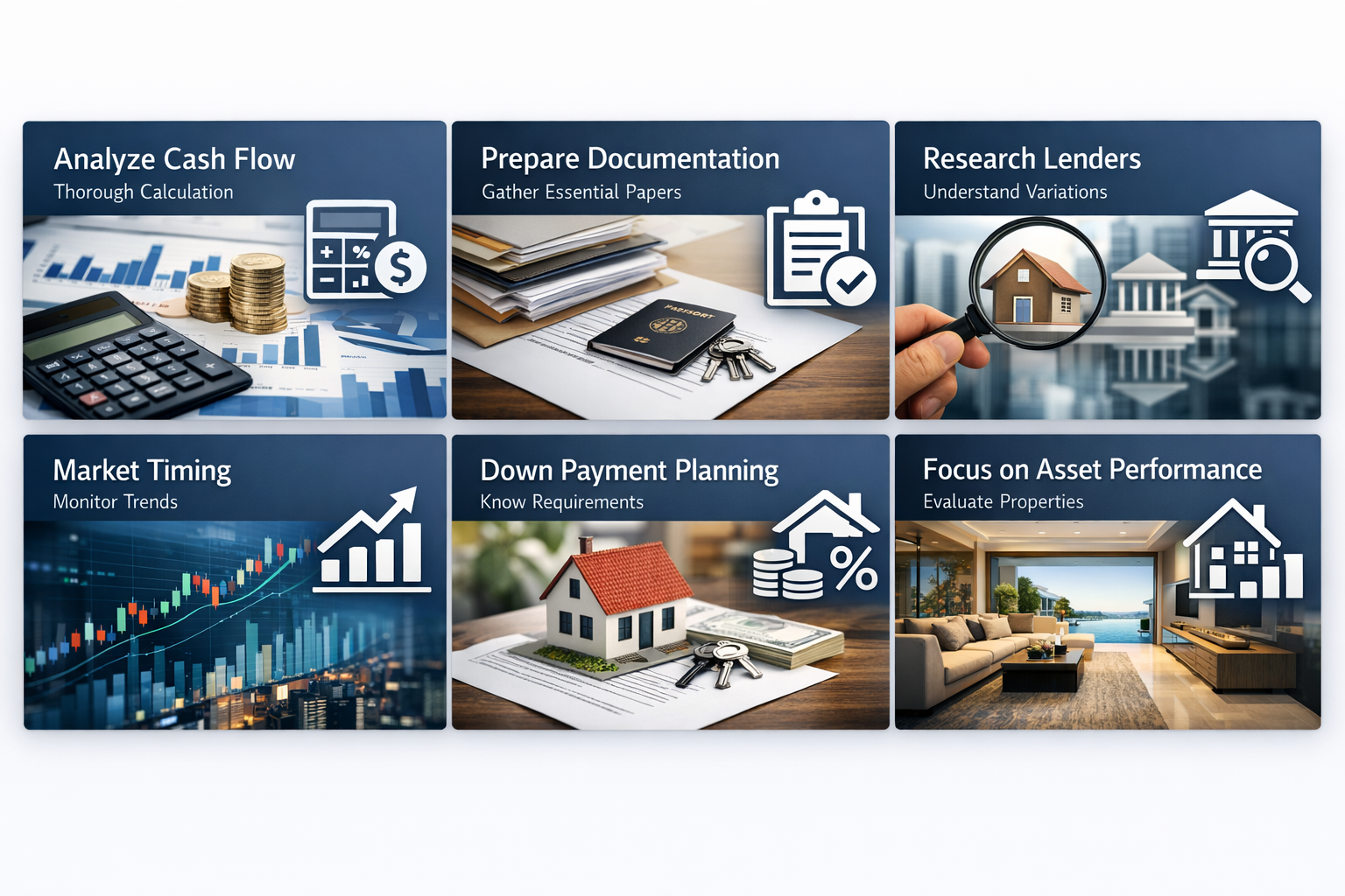 Essential steps for DSCR loan success including cash flow analysis, documentation preparation, lender research, market timing, and down payment planning.