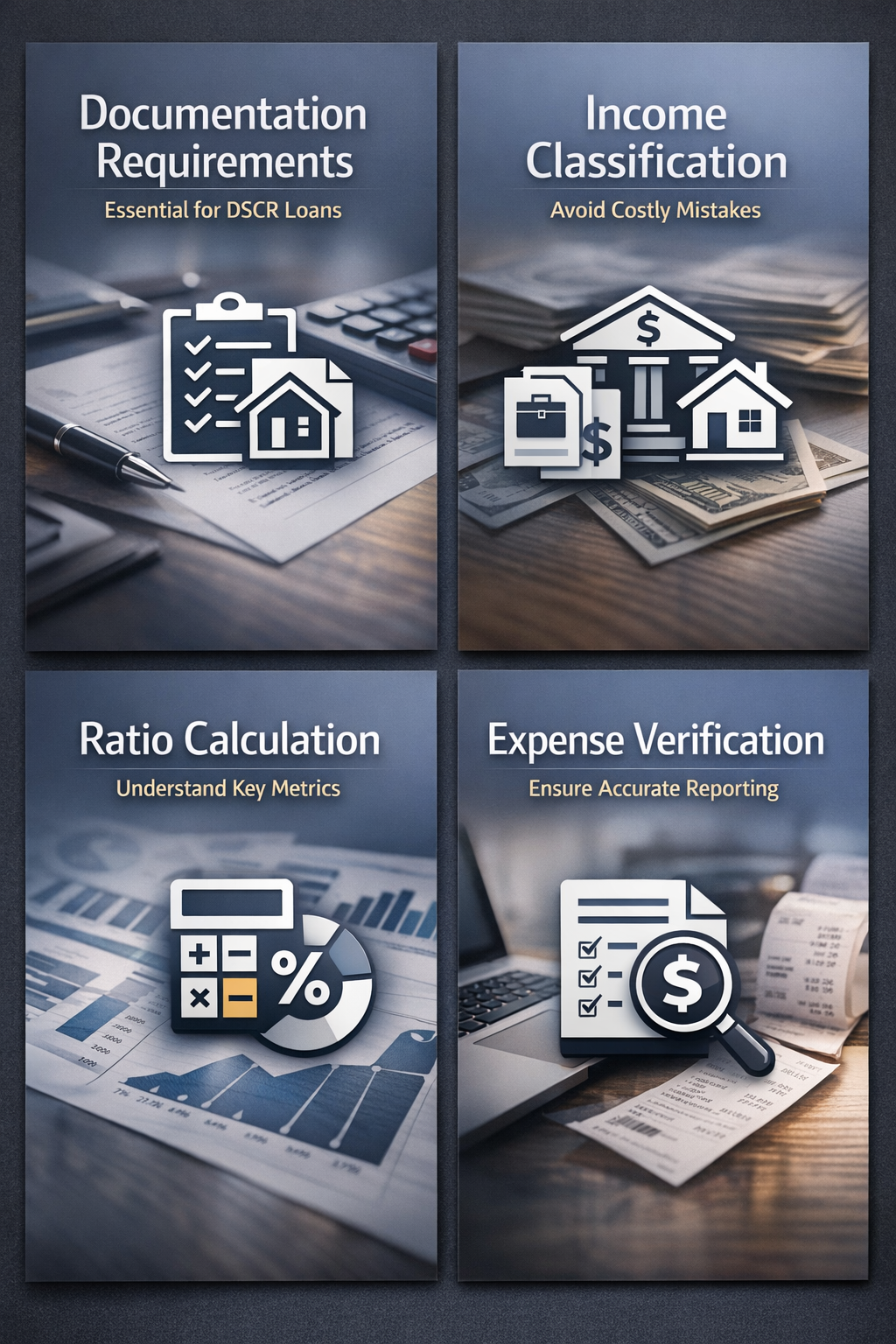 Infographic on expense verification process for DSCR loans, detailing steps to avoid misreporting and ensure accuracy.