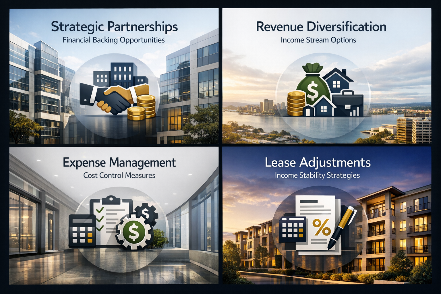 Infographic showing strategies for mitigating income compression risks in regional rent decline pockets 2026.
