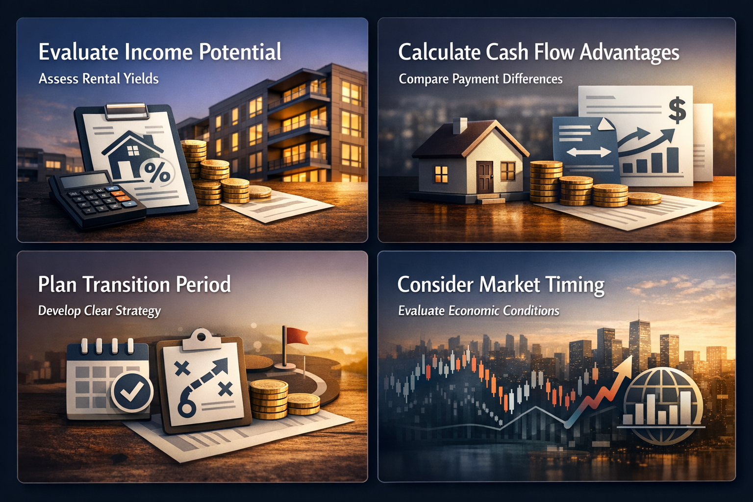 Infographic showing strategies for implementing interest-only payment structures in DSCR loans, including income evaluation and market timing.