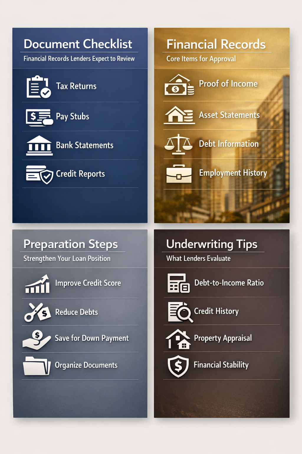 Checklist of financial records for rental loan approval, preparation steps, and underwriting tips for investors.