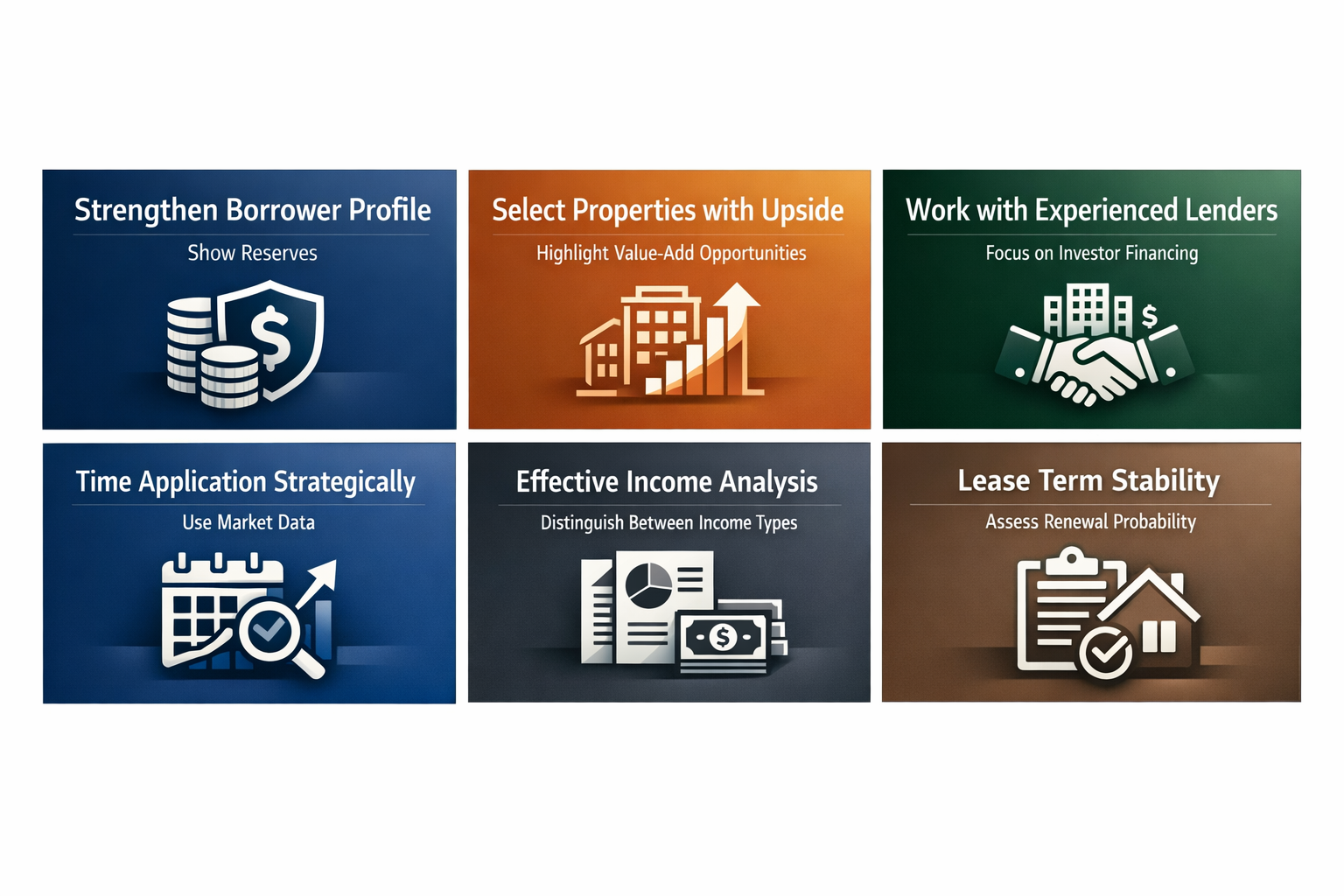 Tips for improving DSCR loan approval odds including strengthening borrower profile and timing applications strategically.