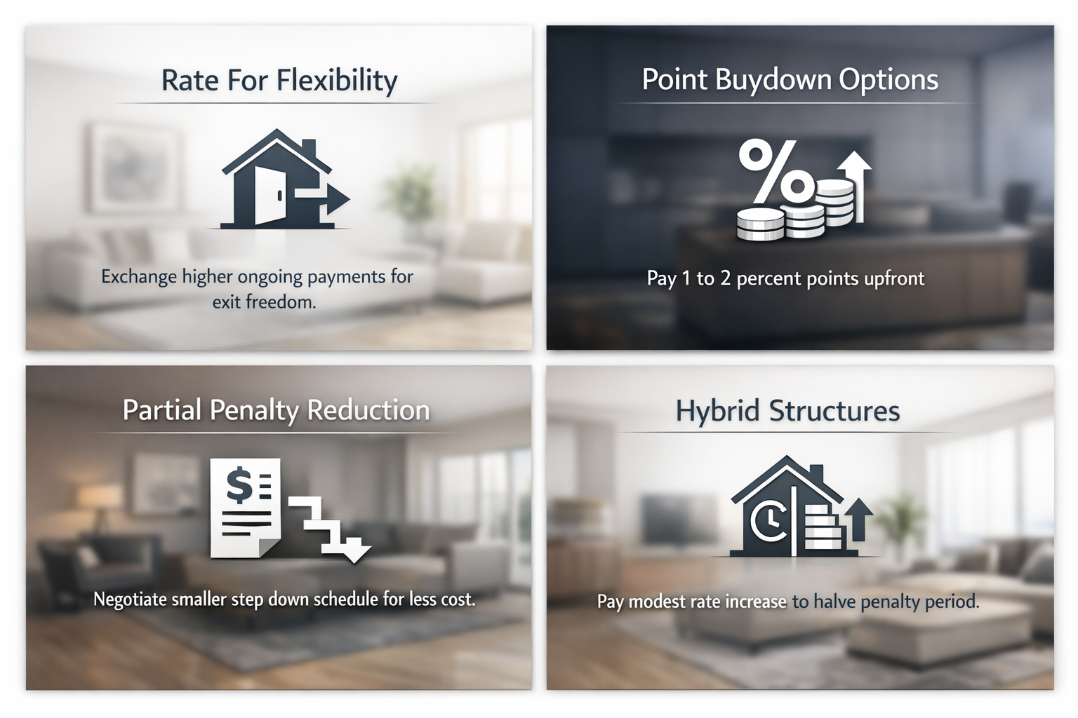 DSCR prepayment penalty buyout options: rate flexibility, point buydown, partial penalty reduction, hybrid structures