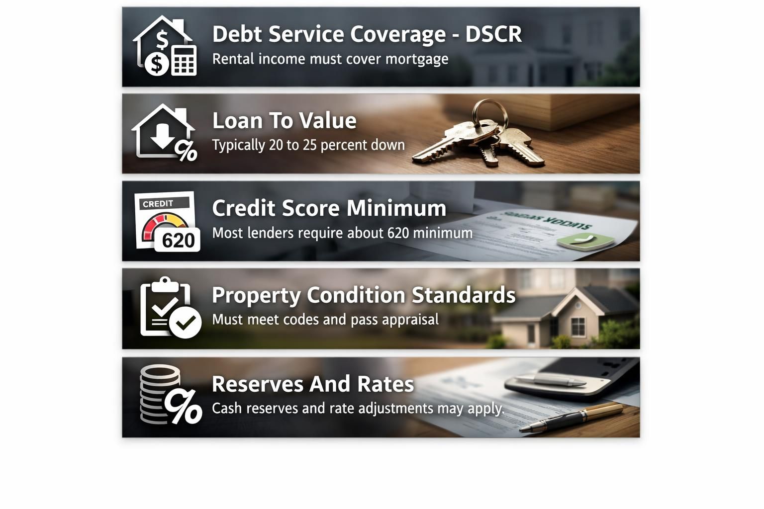 DSCR underwriting for manufactured housing including Debt Service Coverage, Loan To Value, Credit Minimum, Property Condition, Reserves and Rates