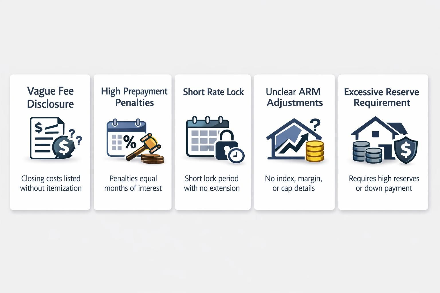 DSCR loan term sheet red flags to watch that can hurt returns: vague fees, high prepay penalties, short rate locks, unclear ARM caps and margins, excessive reserves