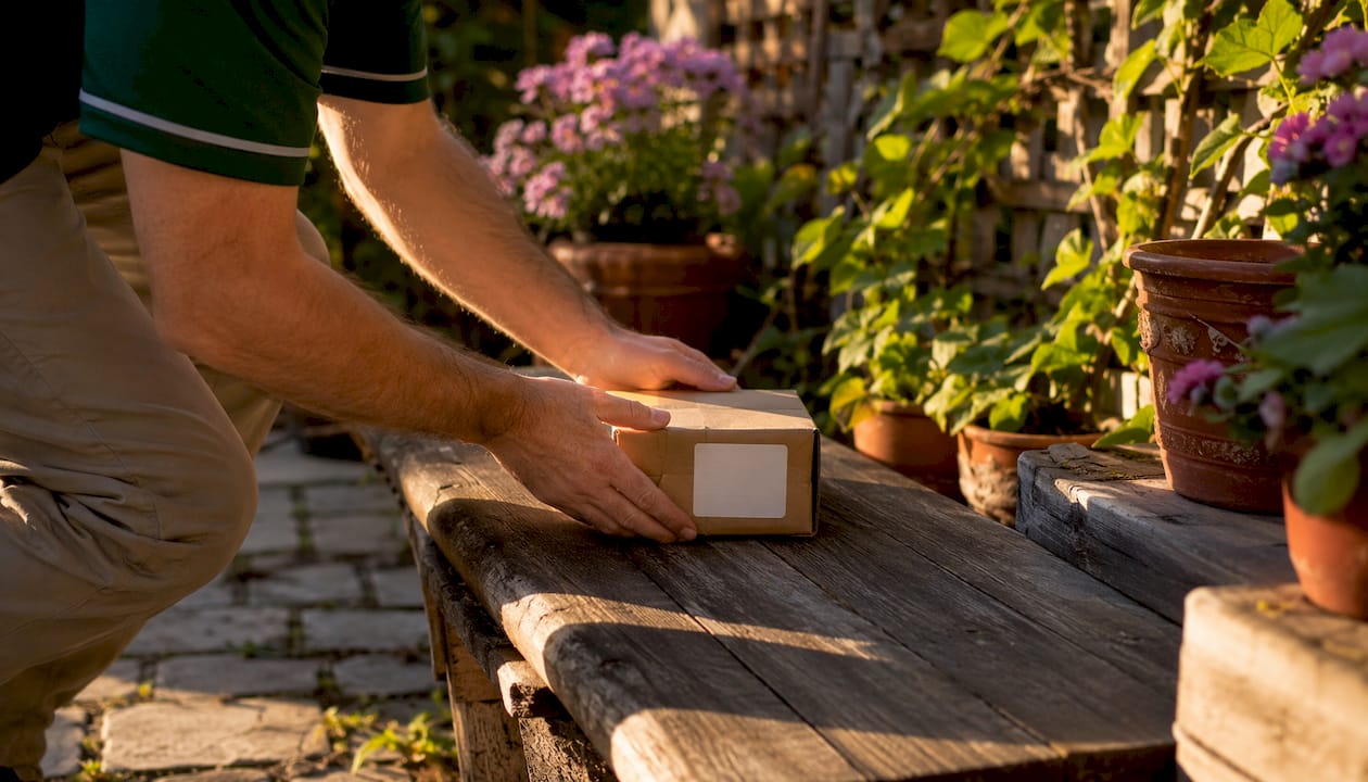 Courier delivering telehealth prescription package