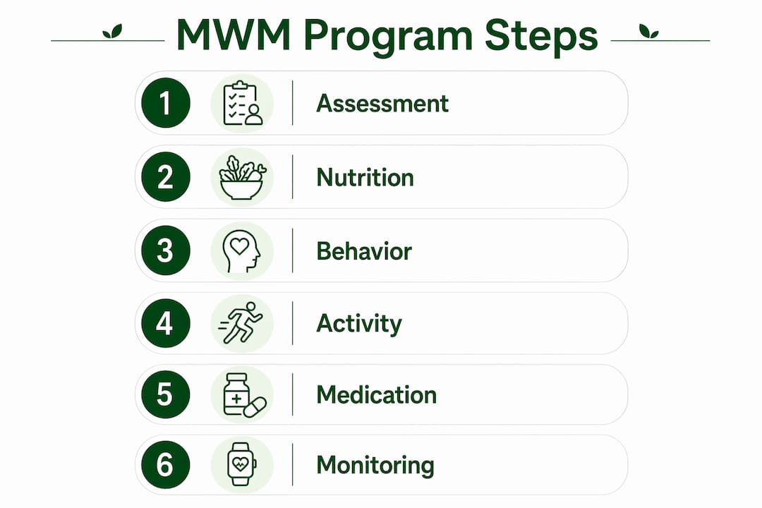 Infographic showing medical weight management program steps