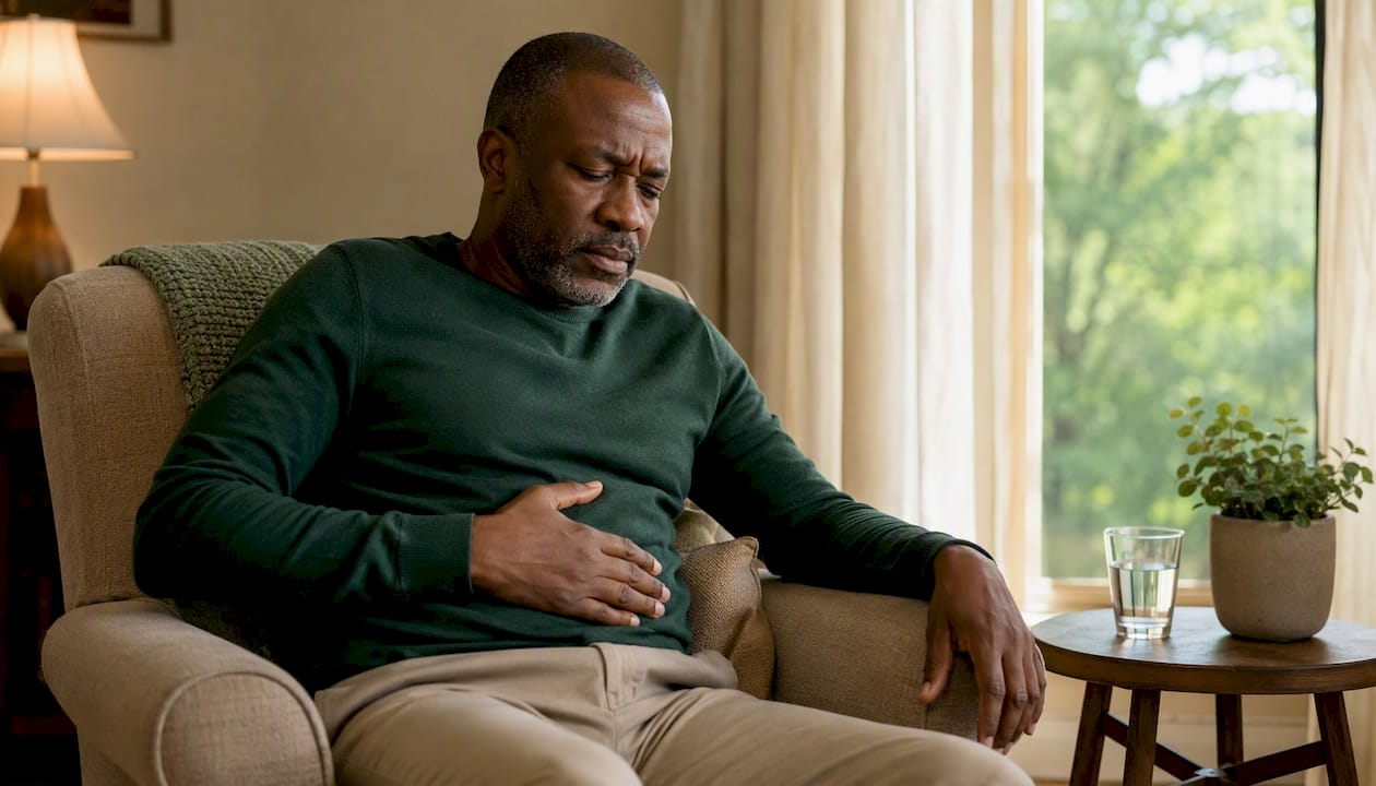 Patient experiencing abdominal pain symptoms