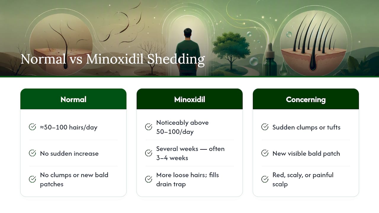 Diagram of normal and minoxidil shedding amounts