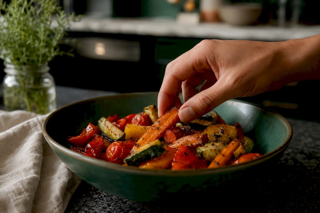 Healthy plate with protein and vegetables