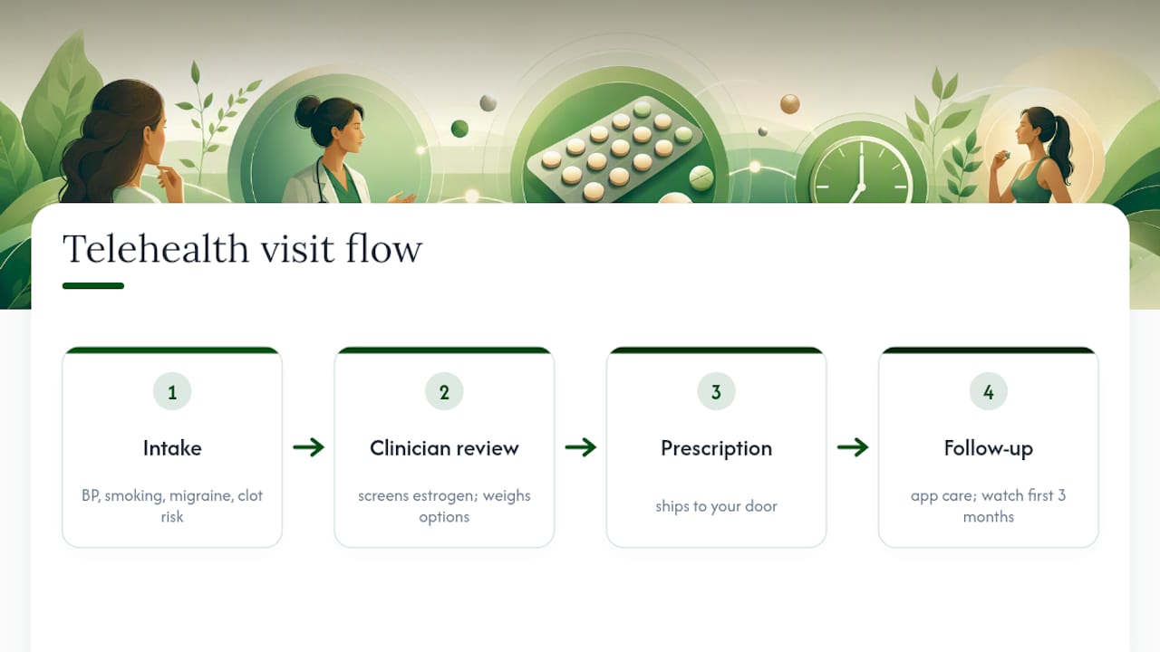 How Telehealth Simplifies Choosing and Getting the Right Pill — overview diagram