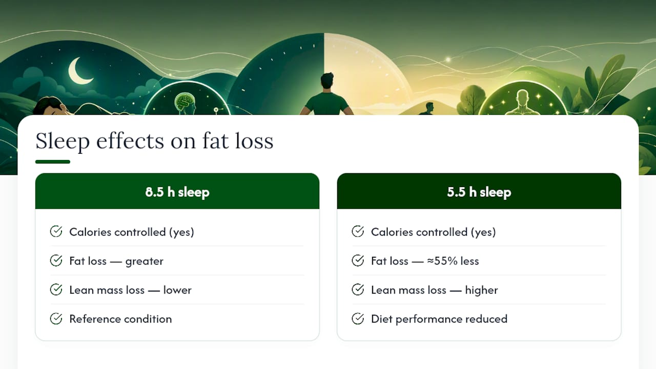 Sleep duration compared with fat loss outcomes