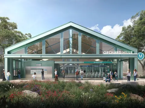 Orchard Hills Metro Station rendering Sydney Metro Western Sydney Airport line