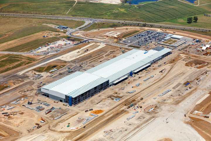 Western Sydney International Airport cargo and freight precinct aerial construction view